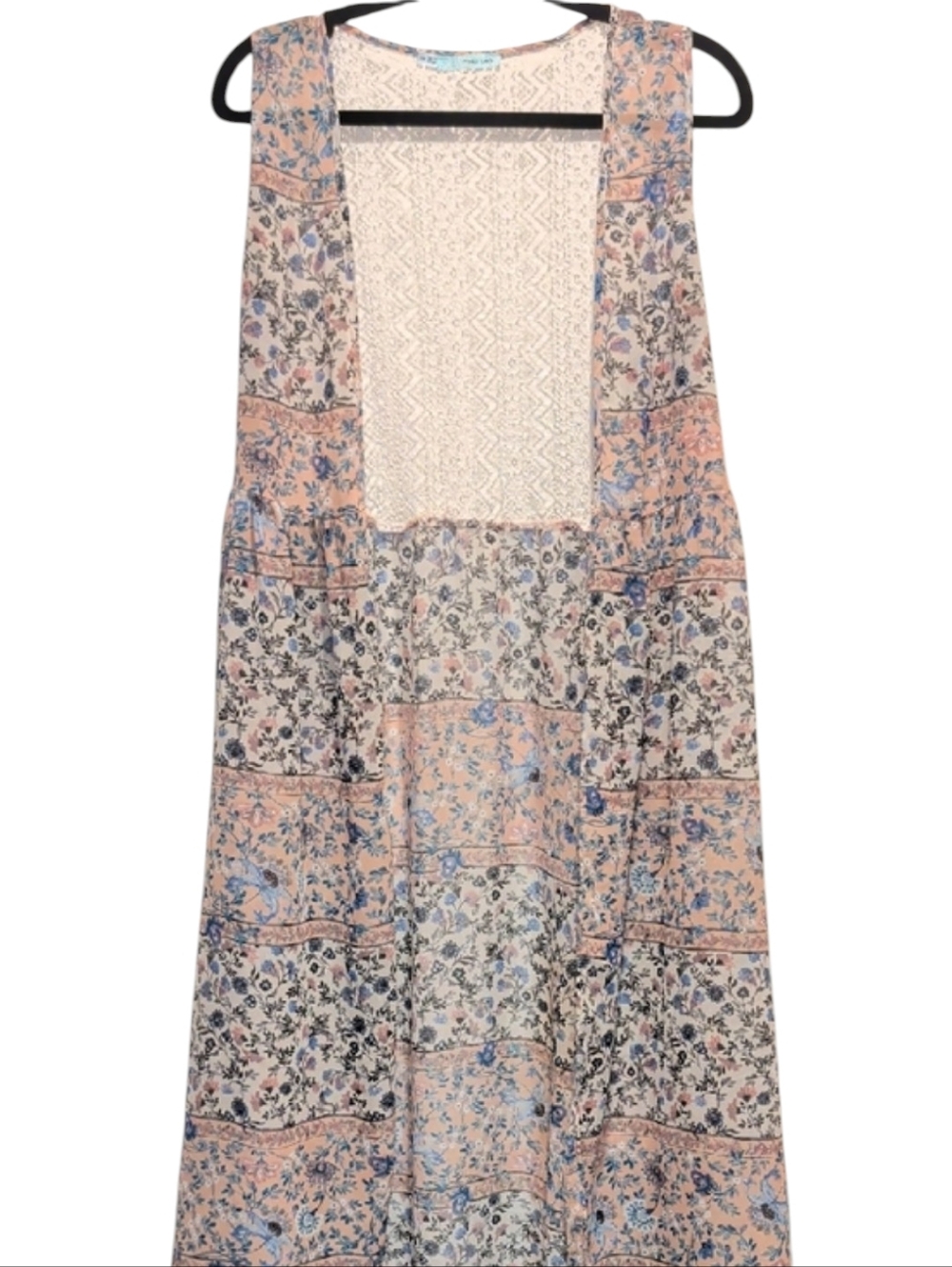 Maurices Cream Lace Top with Teal Trim